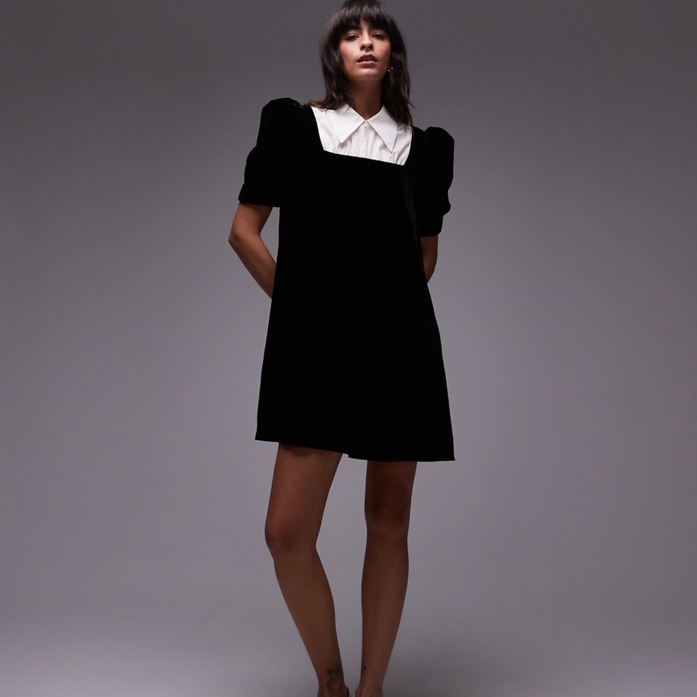 & Other Stories Black Dress with White Collar